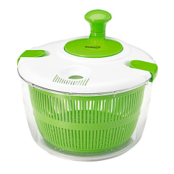 Brentwood Salad Spinner With Serving Bowl, 5 Qt, Green/White