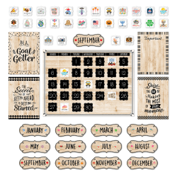 Creative Teaching Press Black, White, and Wood Calendar Set Bulletin Board Set, 87 Pieces