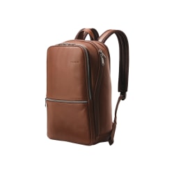 Samsonite Classic Leather Slim - Notebook carrying backpack - 14.1" - cognac