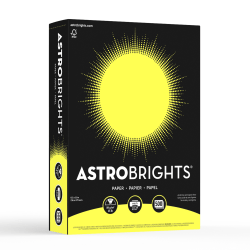 Astrobrights® Colored Multi-Use Print & Copy Paper, Letter Size (8 1/2" x 11"), 24 Lb, Lift-Off Lemon, Ream Of 500 Sheets