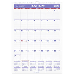 AT-A-GLANCE® 2027 Erasable Monthly Wall Calendar, Medium, 12" x 17"