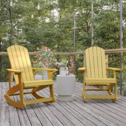 Flash Furniture Savannah All-Weather Adirondack Rocking Chairs, Yellow, Set Of 2 Chairs