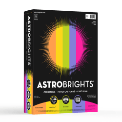 Astrobrights Colored Cardstock, 8.5" x 11", 65 lb., Happy Assortment, 250 Sheets