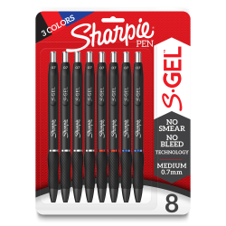 Sharpie S-Gel, Gel Pens, Medium Point (0.7mm), Assorted Colors, 8 Count