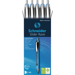 Rediform Schneider Slider Rave XB Ballpoint Pens, Extra Broad Point, 1.4 mm, Blue Barrels, Black Ink, 1 Each