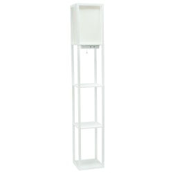 Simple Designs Etagere Organizer Floor Lamp, 62-1/2"H, White Base/White Shade