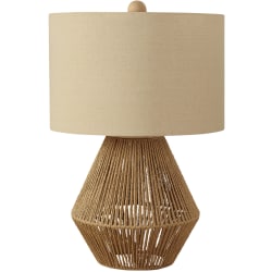 Monarch Specialties Jarvis Table Lamp, 22"H, Beige/Brown