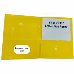 Business Source Letter Portfolio - 8 1/2" x 11" - 125 Sheets Capacity - Inside Front & Back Pocket - Yellow - Card Holder - 1 Box
