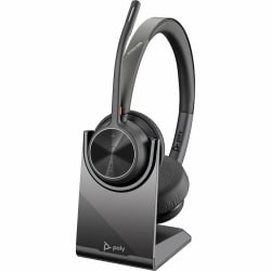 Poly Voyager 4320 UC Stereo USB-A Headset + BT700 USB-A Adapter + Charging Stand - Siri, Google Assistant - 77Y99AA