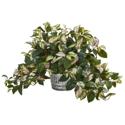 Nearly Natural Hoya 16"H Artificial Plant With Vintage Hanging Planter, 16"H x 23"W x 23"D, Green/Gray