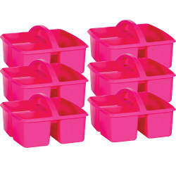 Teacher Created Resources Plastic Storage Caddies, Medium Size, Pink, Pack Of 6 Caddies
