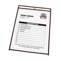 C-Line® Stitched Vinyl Shop Ticket Holders, 4" x 6", Clear, Box Of 25