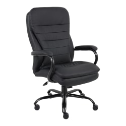 Lorell® Big & Tall Double Cushion Ergonomic Bonded Leather Executive Chair, Black