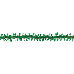 Amscan Christmas Holly And Berries Tinsel Garlands, 9', Green, Pack Of 6 Garlands