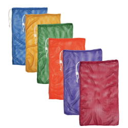Champion Sports Mesh Equipment Bags, 24" x 36", Assorted Colors, Pack Of 6 Bags