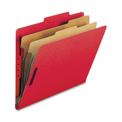Nature Saver 2-Divider Classification Folders, Letter Size, Bright Red, Box Of 10