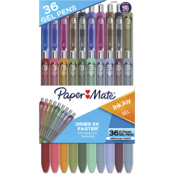 Paper Mate® InkJoy Gel Pens, Pack Of 36, Medium Point, 0.7 mm, Assorted Colors