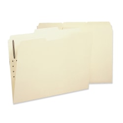 Sparco 1/3-Cut 2-Ply Fastener Folders, Letter Size, 1 Fastener, Manila, Box Of 50