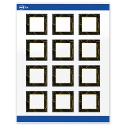 Avery® Printable Labels With Sure Feed® Technology, S00-ETE, Square, 2" x 2", Glossy White With Preprinted Black/Gold Vein Border, Pack Of 120