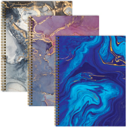 Global Fashion Spiral Notebooks, 8-1/2" x 11", 1 Subject, College Rule, 120 Sheets, Marble, Pack Of 3 Notebooks