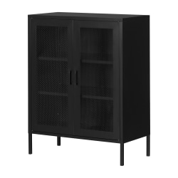 South Shore Eddison 31-1/2"W Mesh 2-Door Storage Cabinet, Black