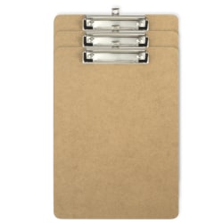Officemate® Wood Clipboards With Low Profile Clips/Pen Holders, 100% Recycled, Letter Size, Brown, Total Qty 3