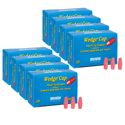 Dixon Wedge Pencil Cap Erasers, Pink, 25 Per Pack, Set Of 8 Packs
