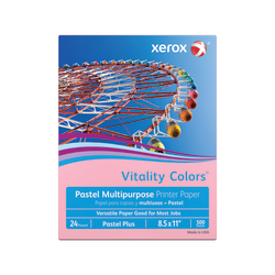 Xerox® Vitality Colors™ Pastel Plus Colored Multi-Use Print & Copy Paper, Letter Size (8 1/2" x 11"), 24 Lb, 30% Recycled, Pink, Ream Of 500 Sheets