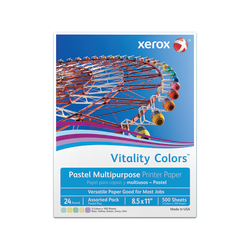 Xerox® Vitality Colors™ Pastel Plus Colored Multi-Use Print & Copy Paper, Letter Size (8 1/2" x 11"), 24 Lb, 30% Recycled, Assorted, Ream Of 500 Sheets