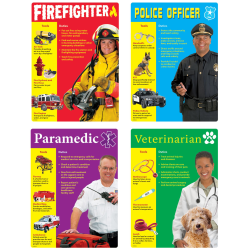 Trend Learning Posters, Community Helpers, 10-3/4" x 7-7/8", Grades Pre-K To 4, Pack Of 16 Posters