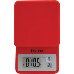Taylor® Compact Digital Kitchen Scale, 11 Lb, Red