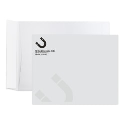 Peel & Seal, White Wove Open End Catalog Mailing Envelopes, Black Ink, Custom 6" x 9", Box Of 500