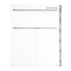 2025 TUL® Discbound Monthly Planner Refill Pages With 12 Tab Dividers, Letter Size, Gray, January To December