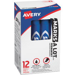 Avery® Desk Style Permanent Markers, Chisel Point, 4.76mm, Blue, Pack Of 12 Markers