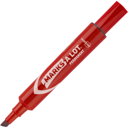 Avery® Marks-A-Lot® Regular Desk-Style Permanent Markers, Chisel Tip, 4.76 mm, Red Barrel, Red Ink, Pack Of 12 Markers