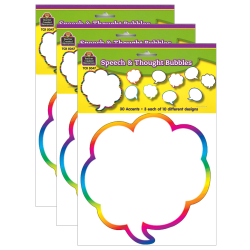 Teacher Created Resources Accents, Speech/Thought Bubbles, 30 Accents Per Pack, Set Of 3 Packs