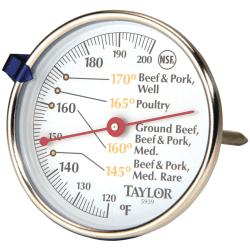 Taylor 5939N Meat Dial Thermometer - Easy-to-read Measurement - For Food - Stainless Steel