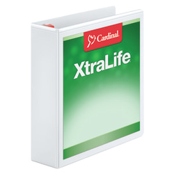 Cardinal® XtraLife™ Locking Slant-D® Ring 3-Ring Binder, 2" D-Rings, White