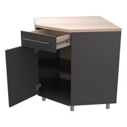 Inval Kratos™ Series 45"W Wall-Mounted Corner Storage Cabinet, Dark Gray/Maple
