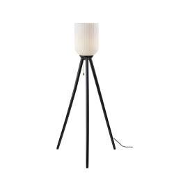 Adesso Kinsley Floor Lamp, 57-1/2"H, Frosted Ribbed Glass Shade/Black