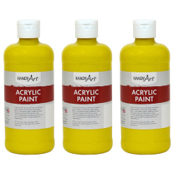 Handy Art Acrylic Paints, 16 Oz, Chrome Yellow, Pack Of 3 Paints