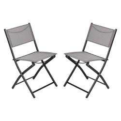 Flash Furniture Brazos Set of 2 Commercial Grade Indoor/Outdoor Folding Chairs with Flex Comfort Material Backs and Seats and Metal Frames, Gray