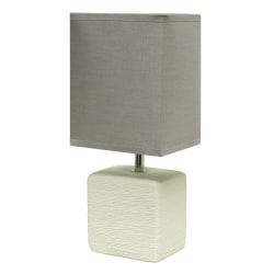 Simple Designs Petite Faux Stone Table Lamp, 11-13/16"H, White Base/Gray Shade