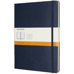 Moleskine Classic Hard Cover Notebook, 7-1/2" x 10", Ruled, 192 Pages, Sapphire Blue