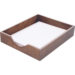 Carver Walnut Finish Solid Wood Desk Trays, 12 3/5"H x 10 2/5"W x 2 1/2"S, Walnut/Oak
