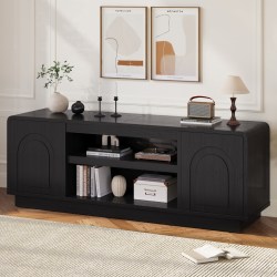 Bestier Wide Storage Cabinet with 2 Doors and Open Shelving, Black