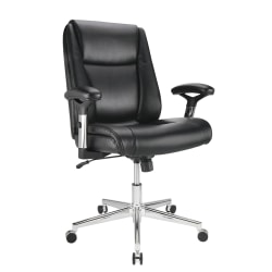 Realspace® Densey Bonded Leather Mid-Back Manager's Chair, Black/Silver