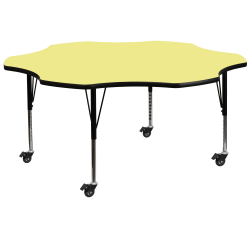 Flash Furniture Mobile Height Adjustable Thermal Laminate Flower Activity Table, 25-3/8"H x 60''W, Yellow