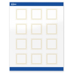 Avery® Print-To-The-Edge Labels With Sure Feed® Technology, S00-DHY-PRWGP10, Square, 2" x 2", Glossy White, Preprinted Gold Border with Gold Dots Design, Pack Of 120