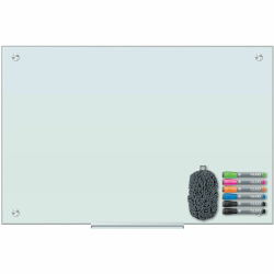 U Brands Dry Erase Board - White Glass Surface - Horizontal/Vertical - Magnetic - Frameless, Stain Resistant, Ghost Resistant - 1